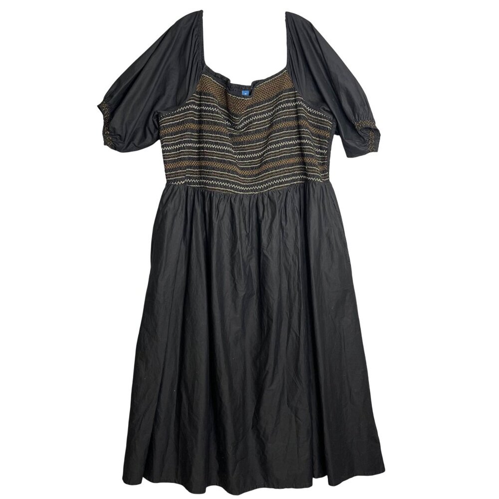 Old Navy Fit And Flare‎ Off Shoulder Cotton Poplin Smocked Maxi Dress Womens 4X